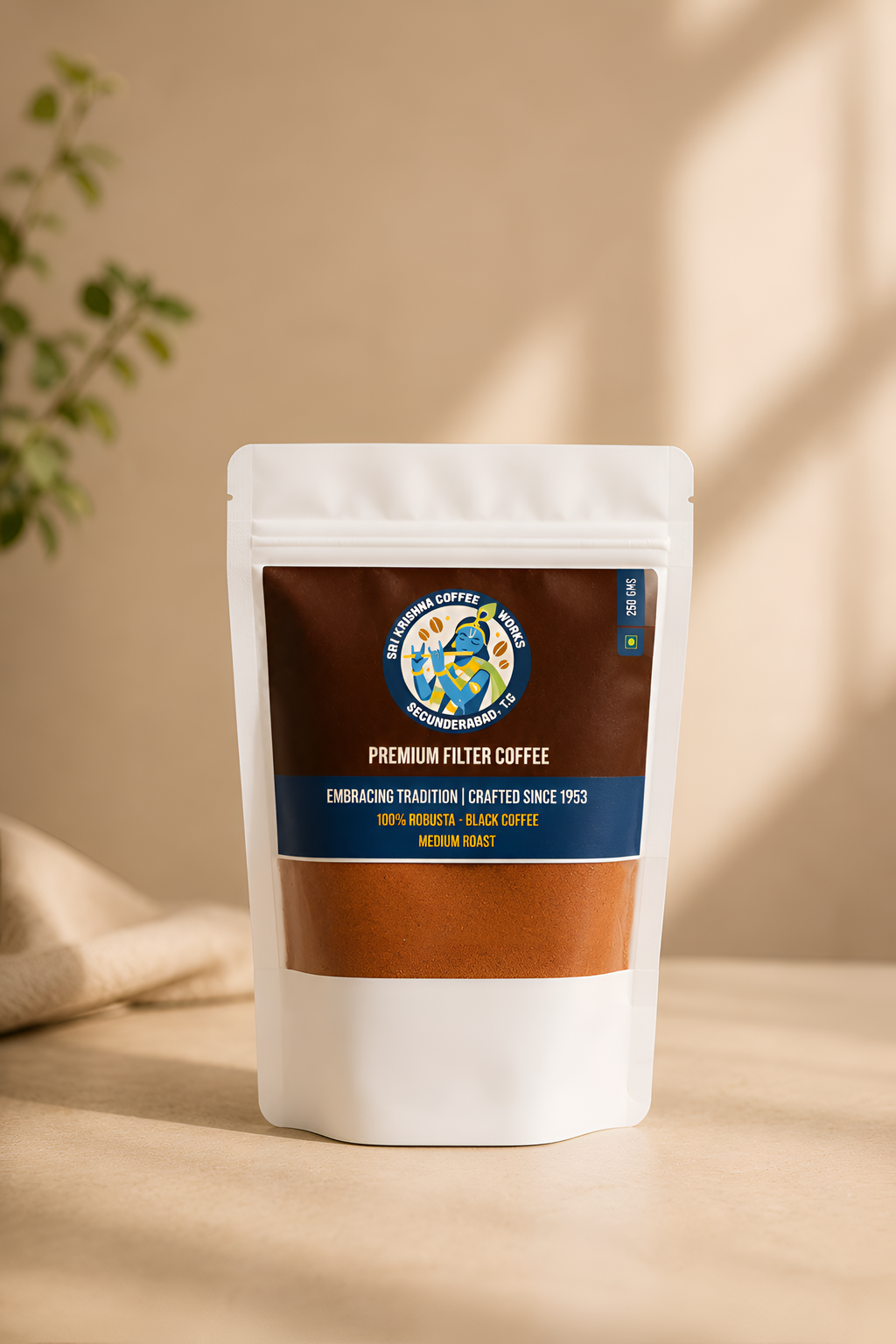 Sri Krishna The Robusta filter coffee 250g — 100% Robusta black coffee medium roast