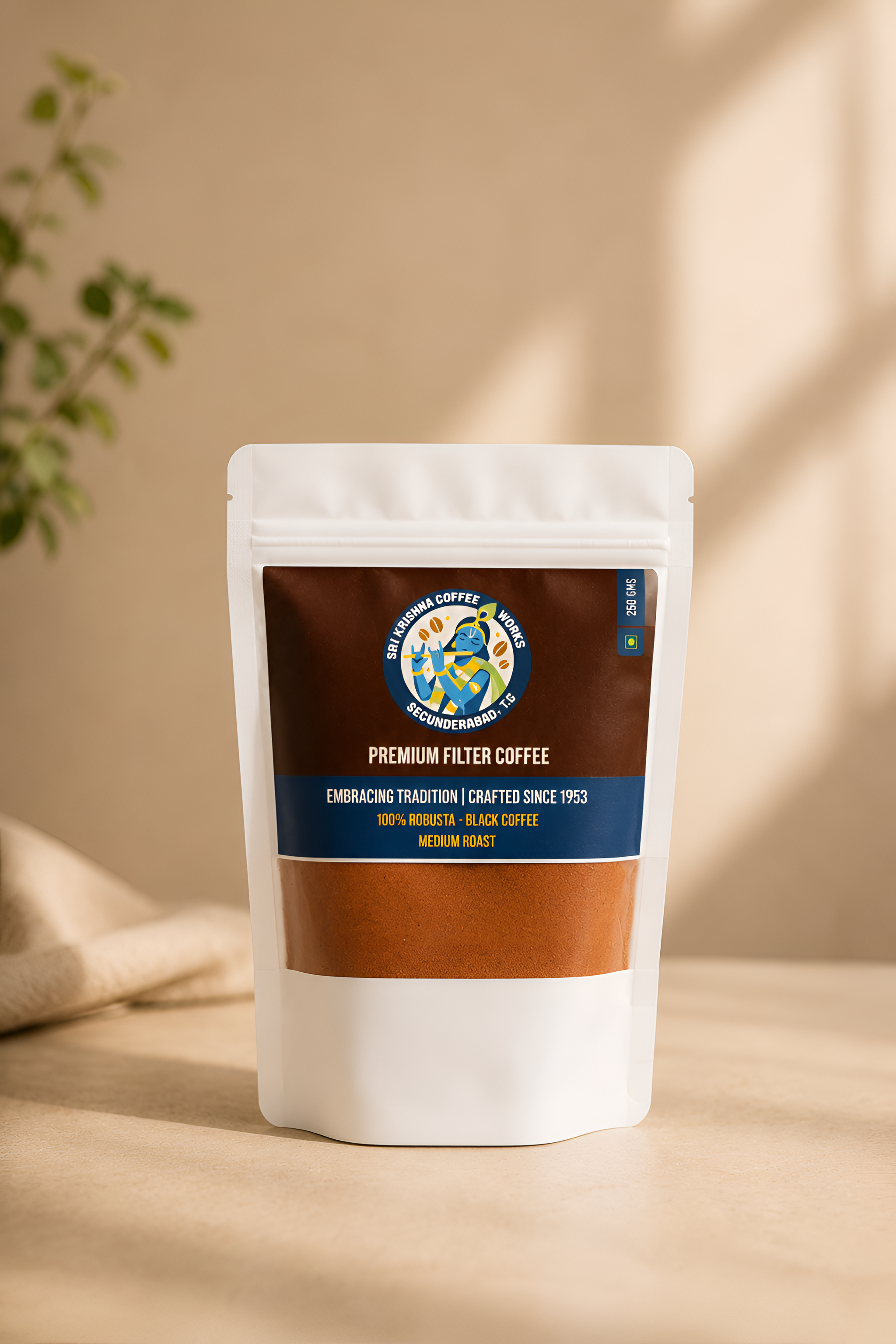 Sri Krishna The Robusta filter coffee 250g — 100% Robusta black coffee medium roast